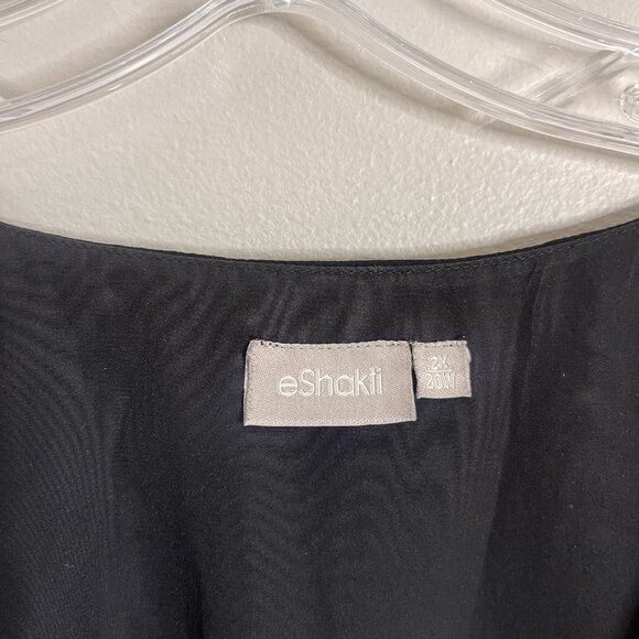 Eshakti Size 20W Black Puff Sleeve Rockabilly Polka Dot A-line Dress - Picture 3 of 7